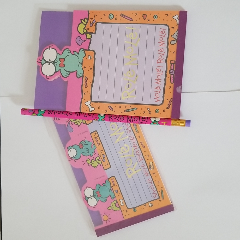 Role Mole Vintage Sanrio Notepads and Pencil